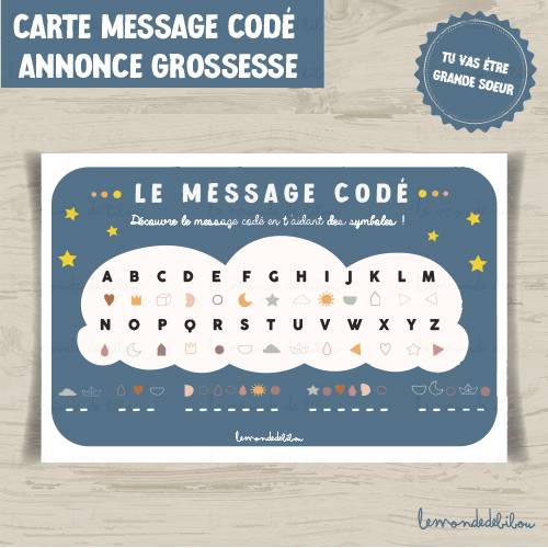 Carte message codé Annonce grossesse
