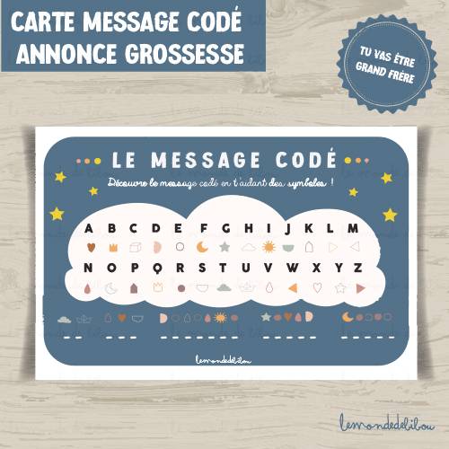Carte message codé Annonce grossesse