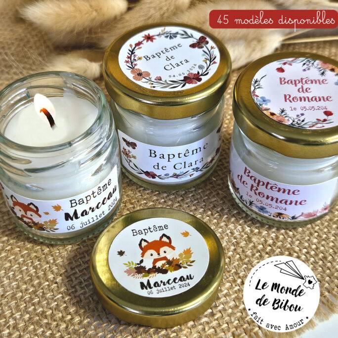 Mini bougie personnalisée cadeaux invités Baptême