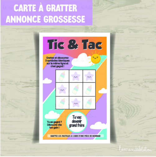 Ticket Tic & Tac à gratter annonce grossesse