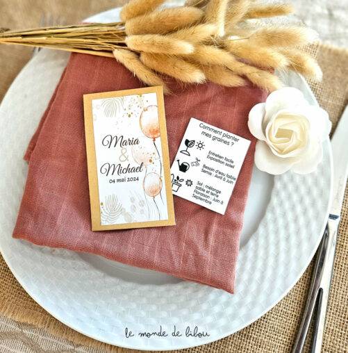 Sachet de graines à planter personnalisé mariage