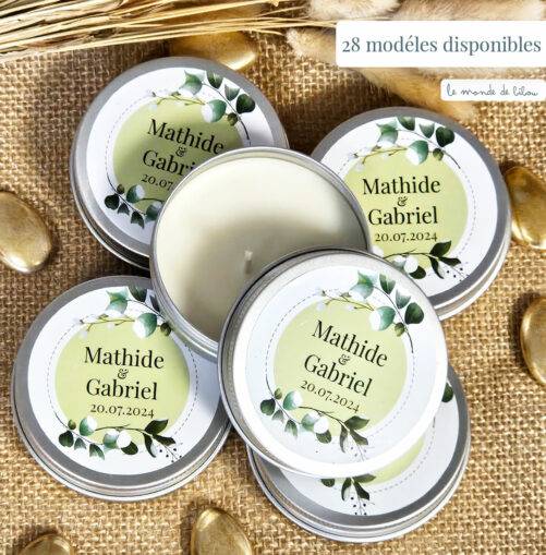 bougie personnalisée cadeaux invités mariage
