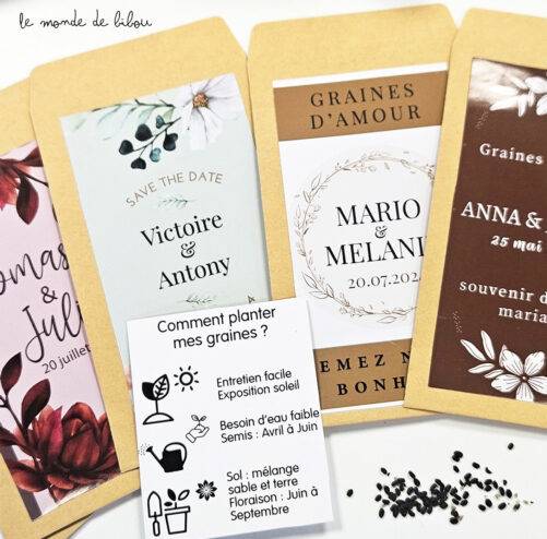 Sachet de graines à planter personnalisé mariage