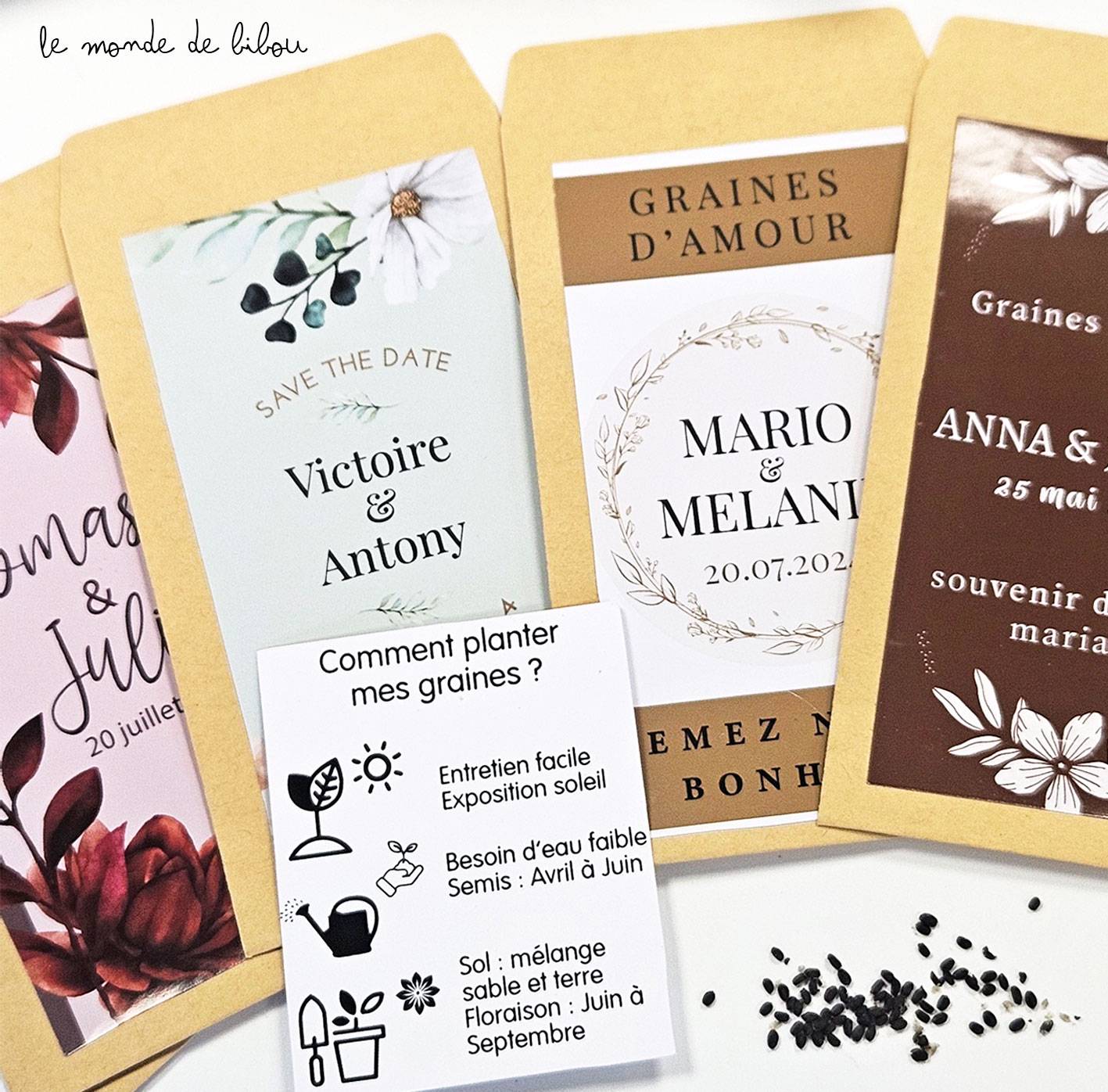 Sachet de graines à planter personnalisé mariage