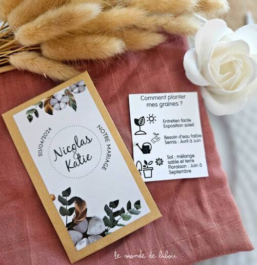 Sachet de graines à planter personnalisé mariage