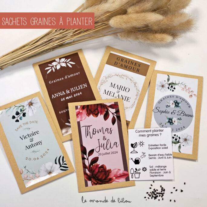 Sachet de graines à planter personnalisé mariage