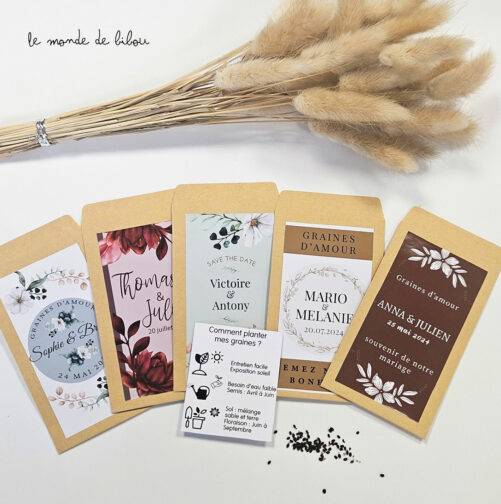Sachet de graines à planter personnalisé mariage