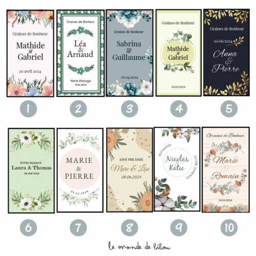Sachet de graines à planter personnalisé mariage