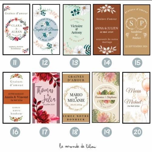 Sachet de graines à planter personnalisé mariage