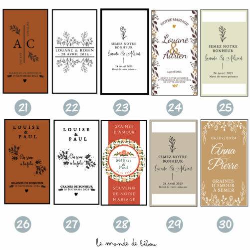 Sachet de graines à planter personnalisé mariage