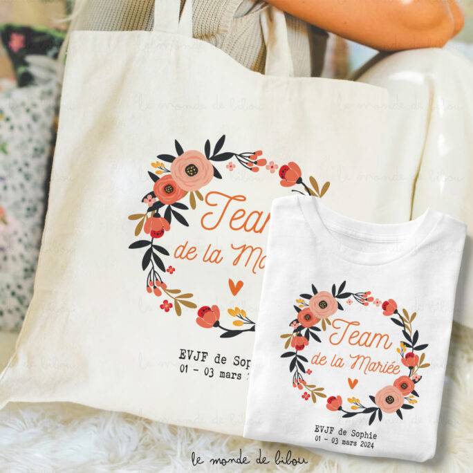 T-Shirt et sac EVJF personnalisé