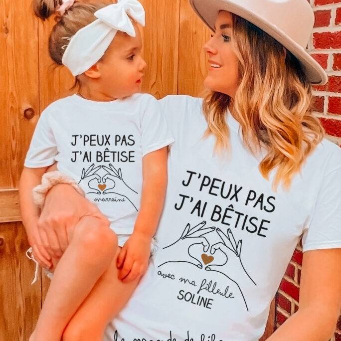 T-shirts personnalisés Bêtise avec Marraine et Filleul(e)