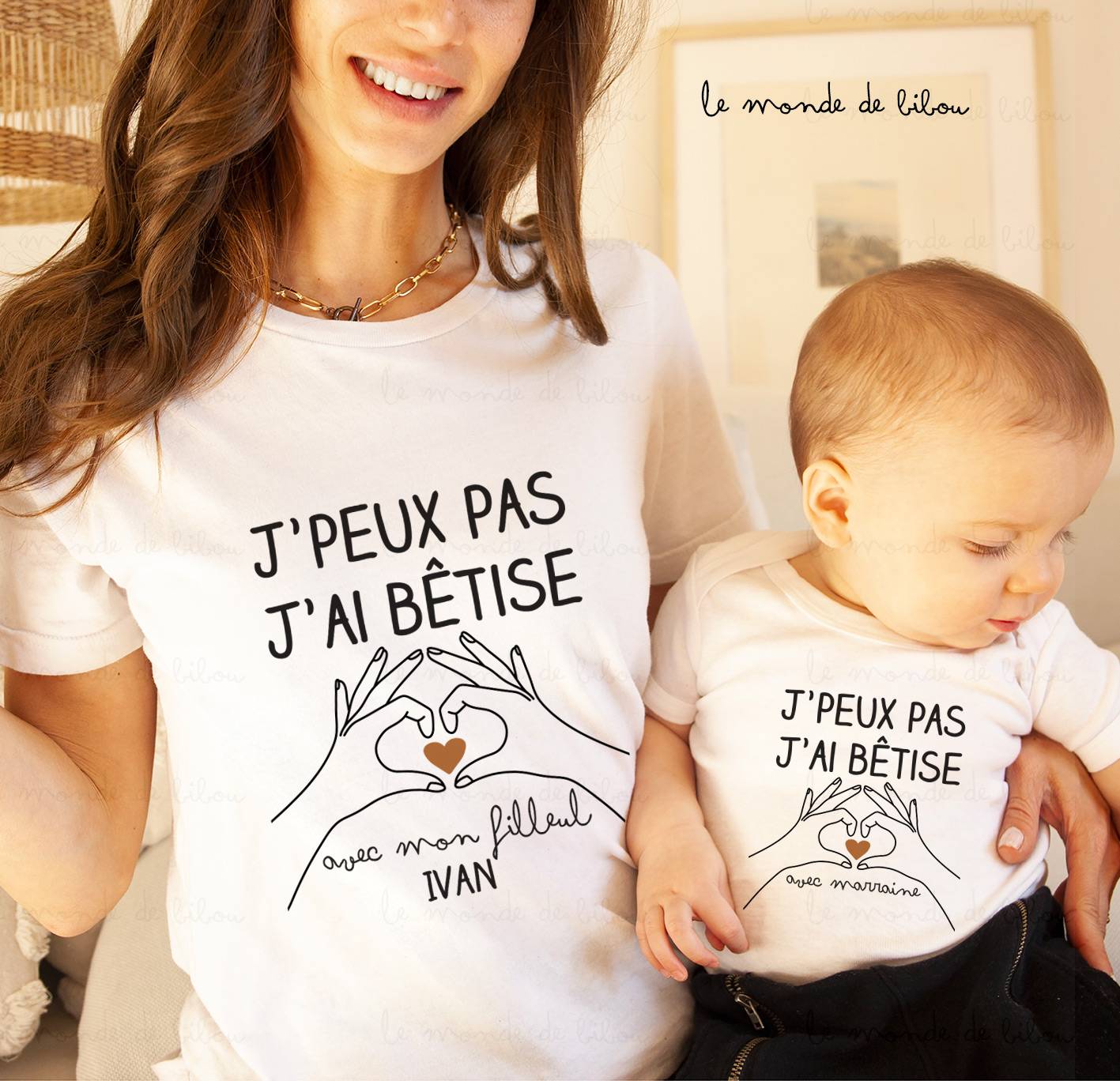 T-shirts personnalisés Bêtise avec Marraine et Filleul(e)