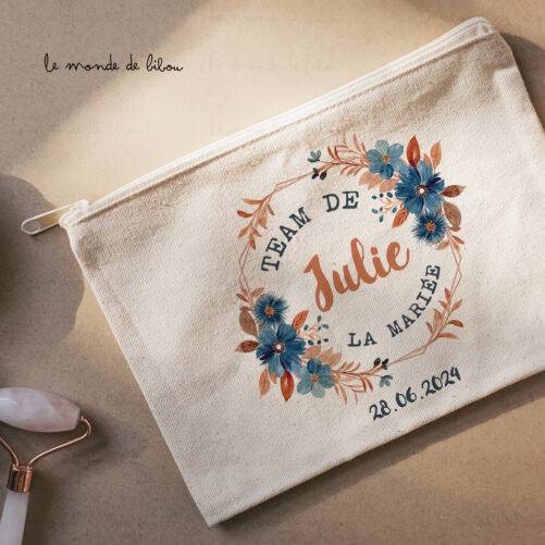 Sac et trousse personnalisés EVJF bleu
