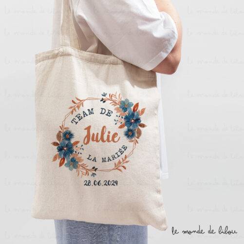 Sac et trousse personnalisés EVJF bleu