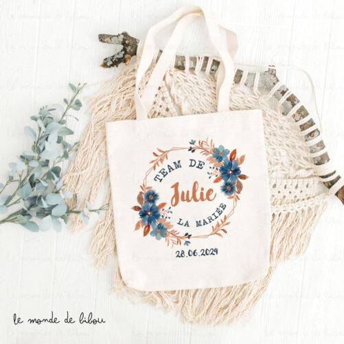 Sac et trousse personnalisés EVJF bleu