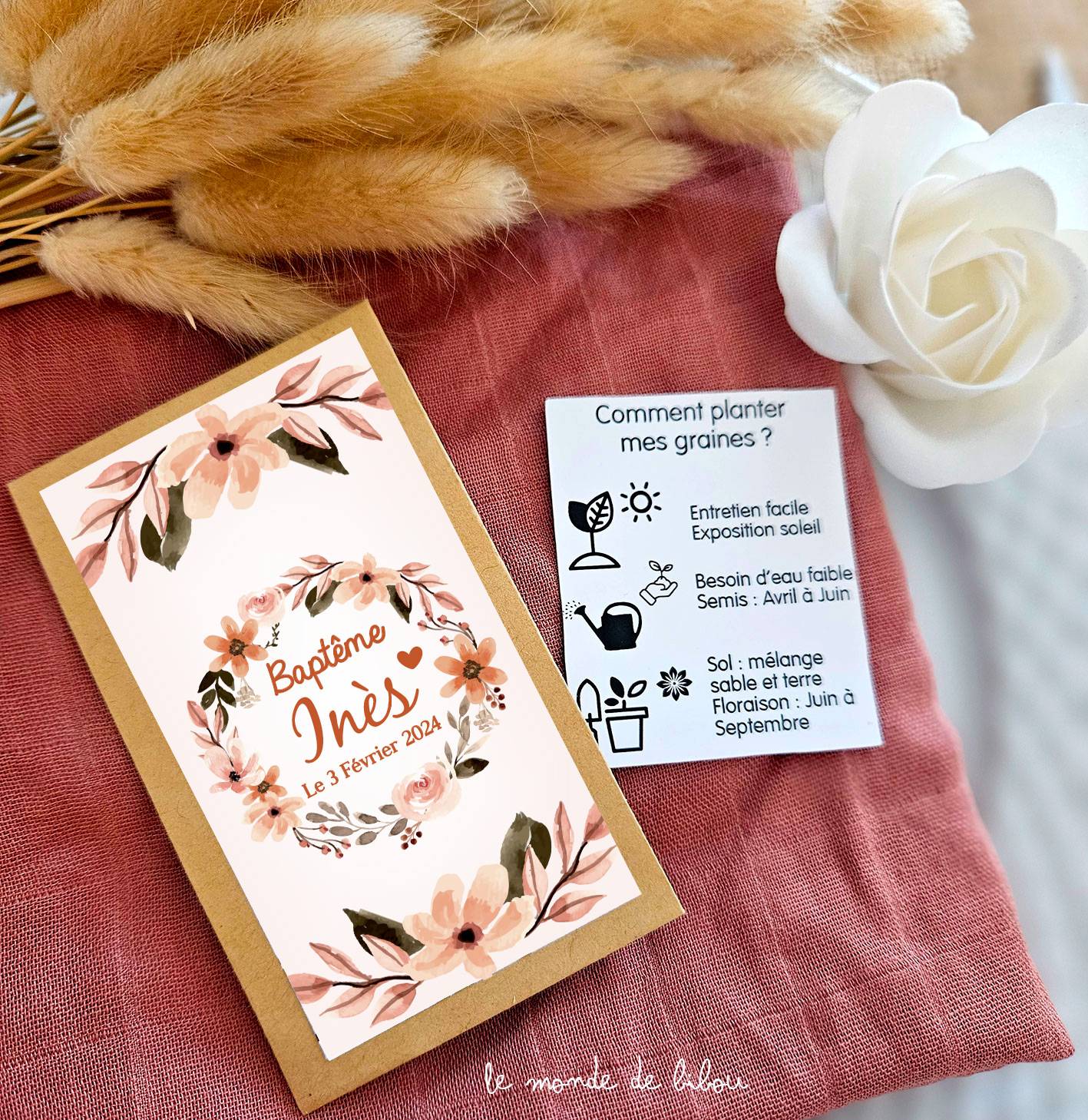 Sachet de graines à planter personnalisé Baptême