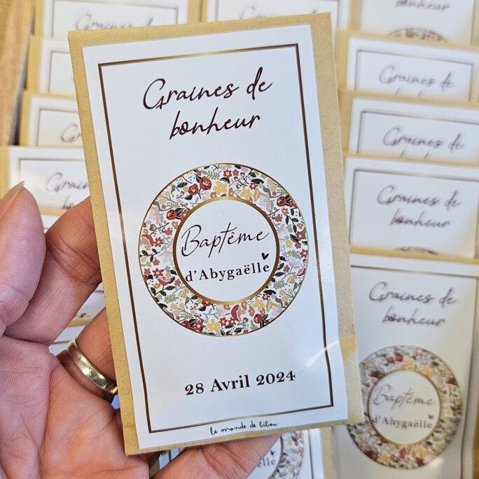Sachet de graines personnalisé Baptême