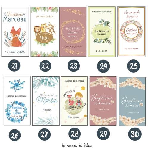 Sachet de graines à planter personnalisé Baptême