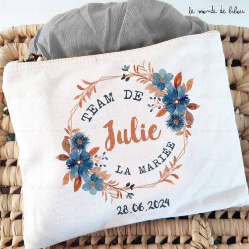 Sac et trousse personnalisés EVJF bleu