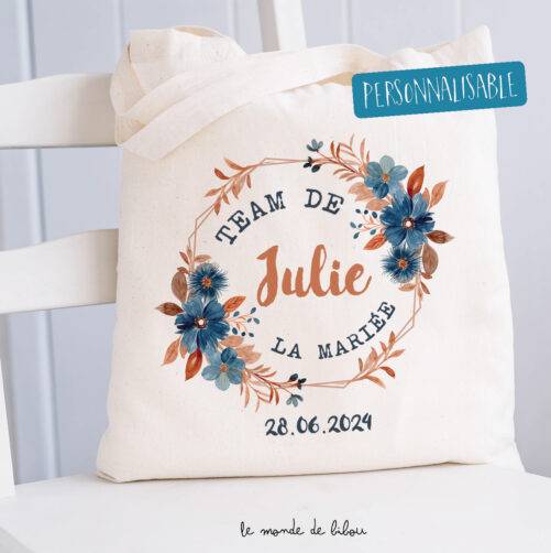 Sac et trousse personnalisés EVJF bleu