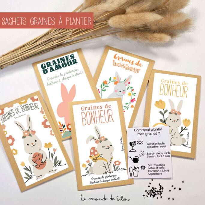 Sachet graines à planter personnalisé Pâques