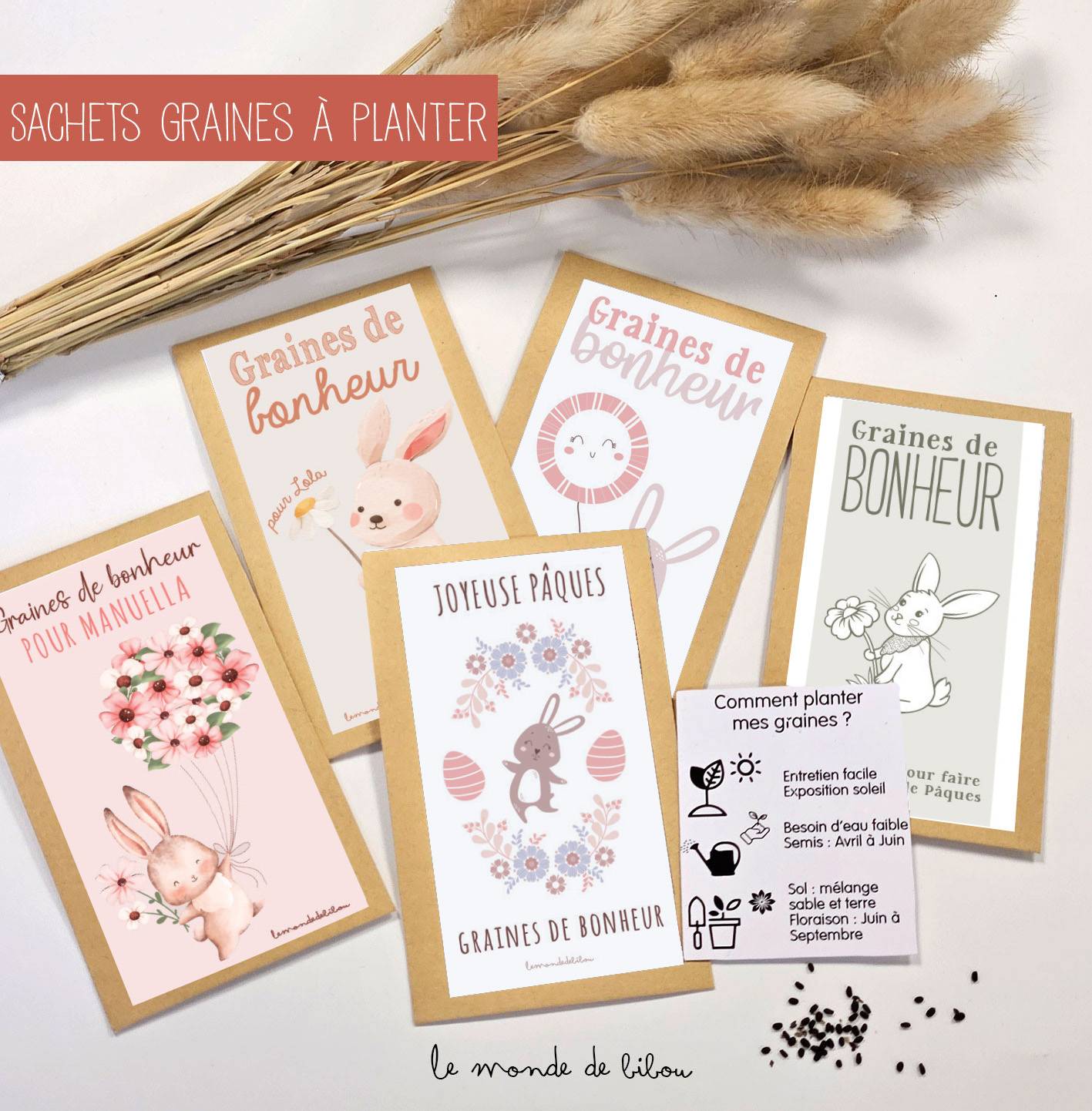 Sachet graines à planter personnalisé Pâques