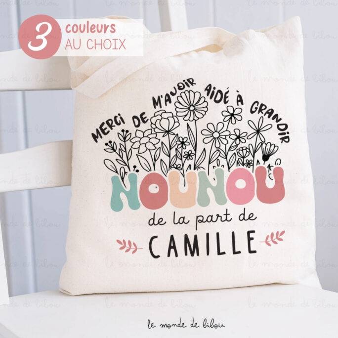 Sac Tote bag personnalisé remerciements nounou