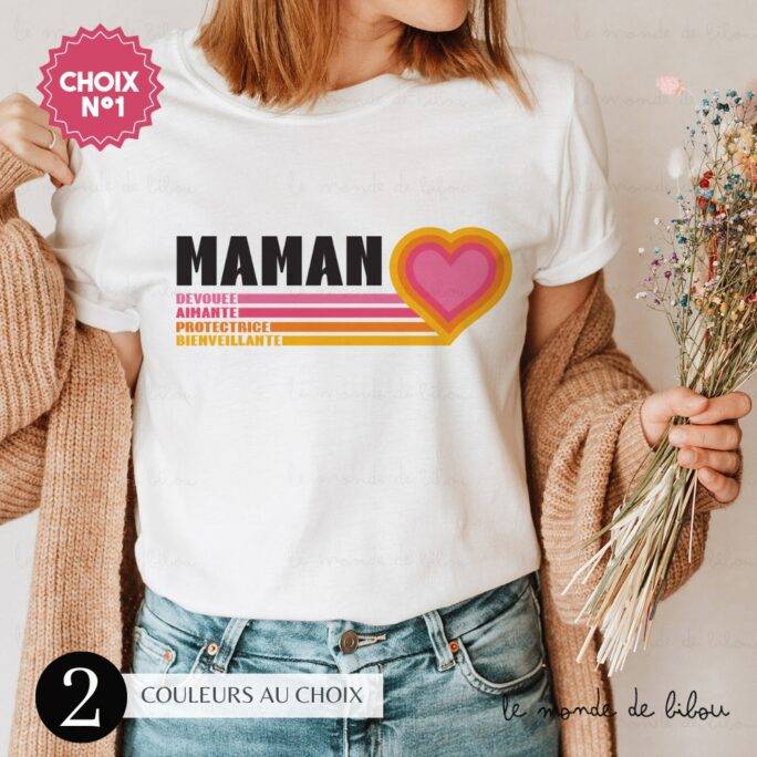T-shirt Maman en 4 mots personnalisé