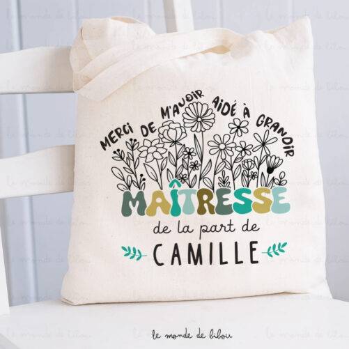 Sac Tote bag personnalisé remerciements maîtresse