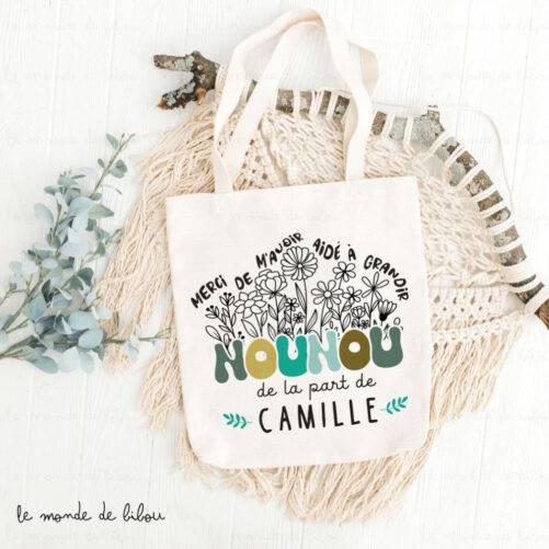 Sac Tote bag personnalisé remerciements nounou