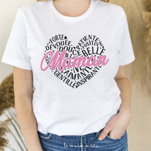 T-shirt Maman d'amour cœur