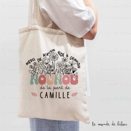 Sac Tote bag personnalisé remerciements nounou