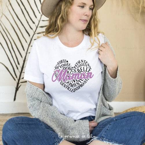 T-shirt Maman d'amour cœur