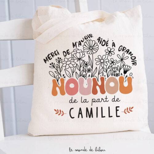 Sac Tote bag personnalisé remerciements nounou