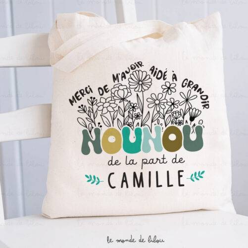Sac Tote bag personnalisé remerciements nounou