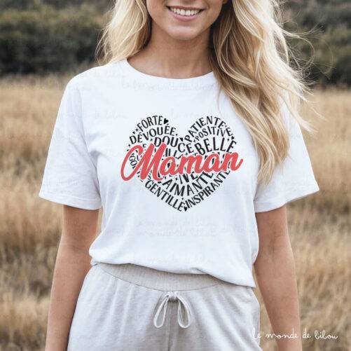T-shirt Maman d'amour cœur