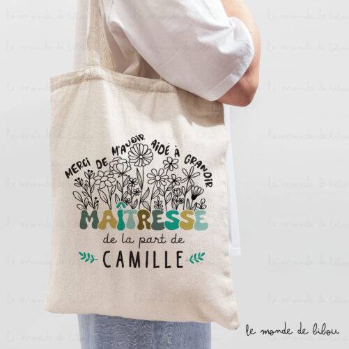 Sac Tote bag personnalisé remerciements maîtresse
