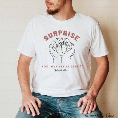 Duo T-shirts Annonce Naissance personnalisés