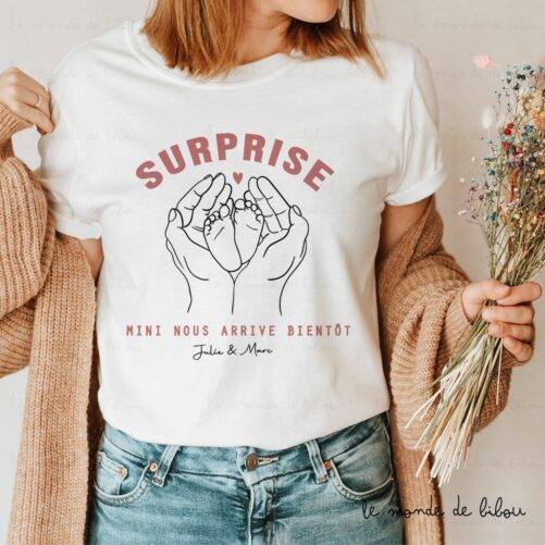 Duo T-shirts Annonce Naissance personnalisés