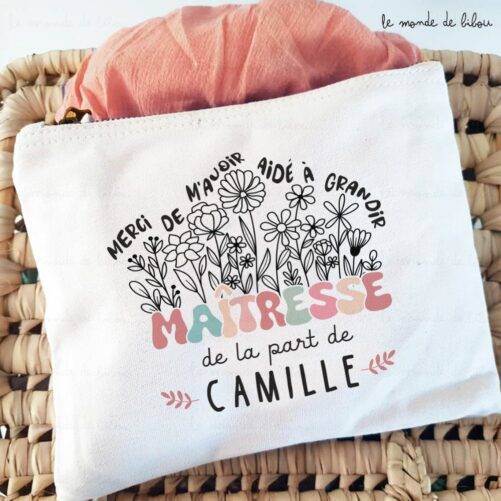 Trousse personnalisée cadeau maîtresse prénom