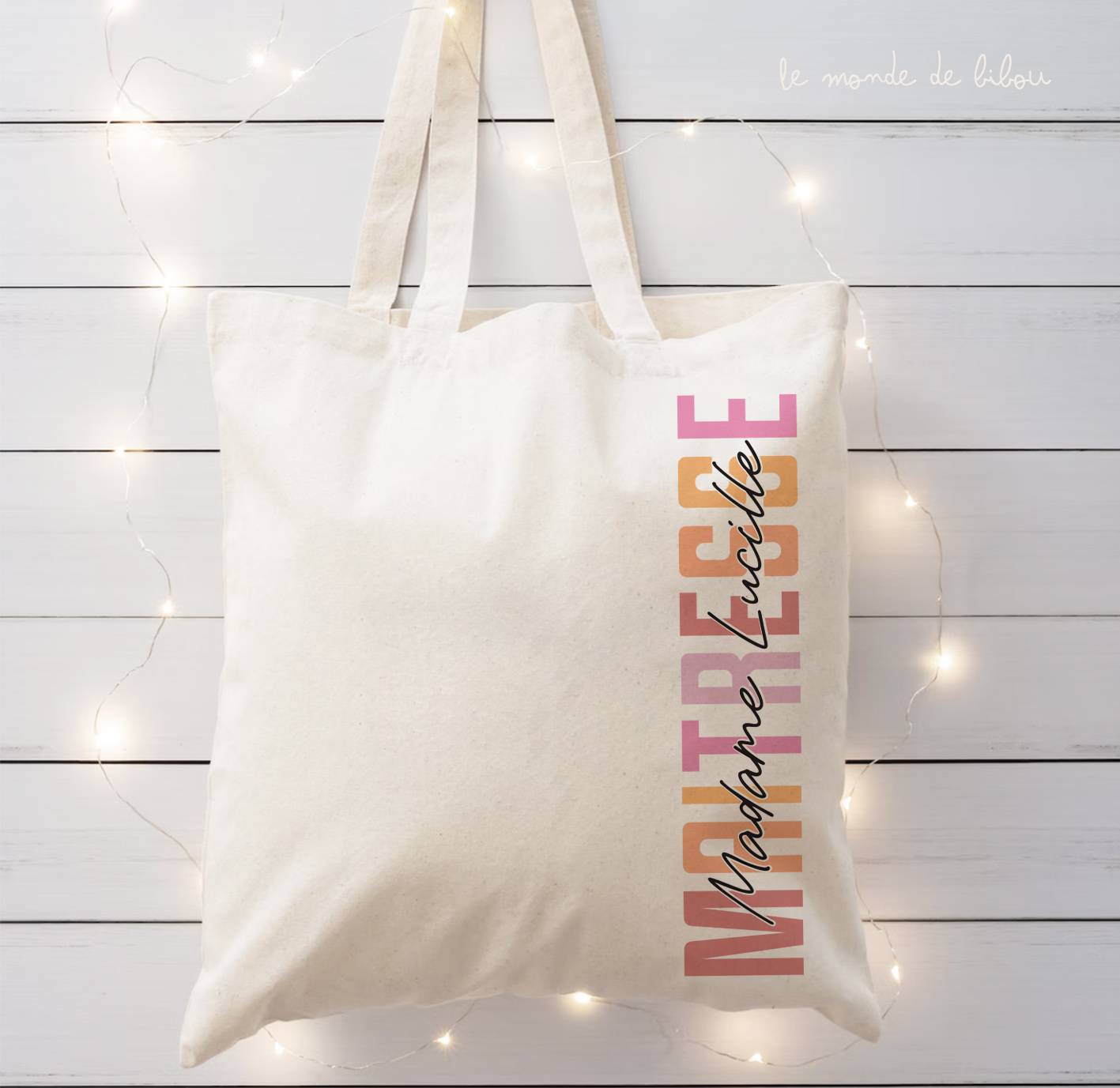 Sac Tote bag personnalisé maîtresse prénom