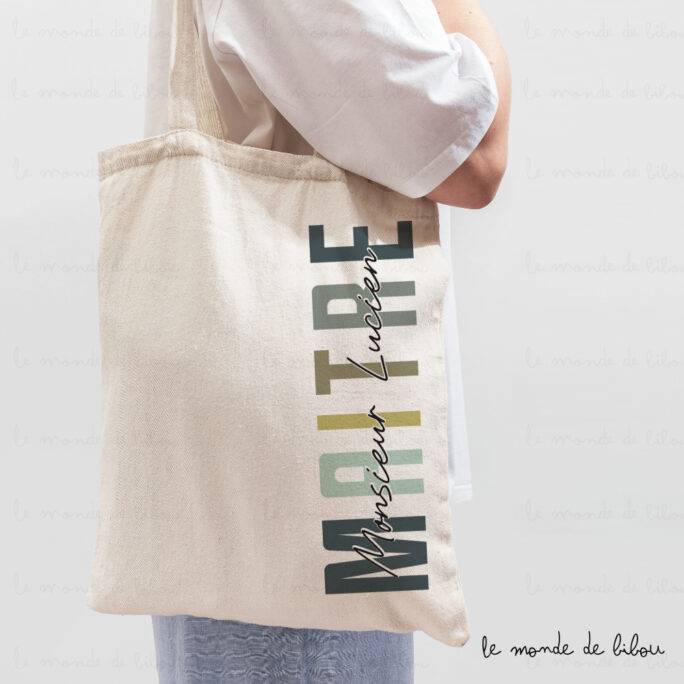 Sac Tote bag personnalisé maître prénom