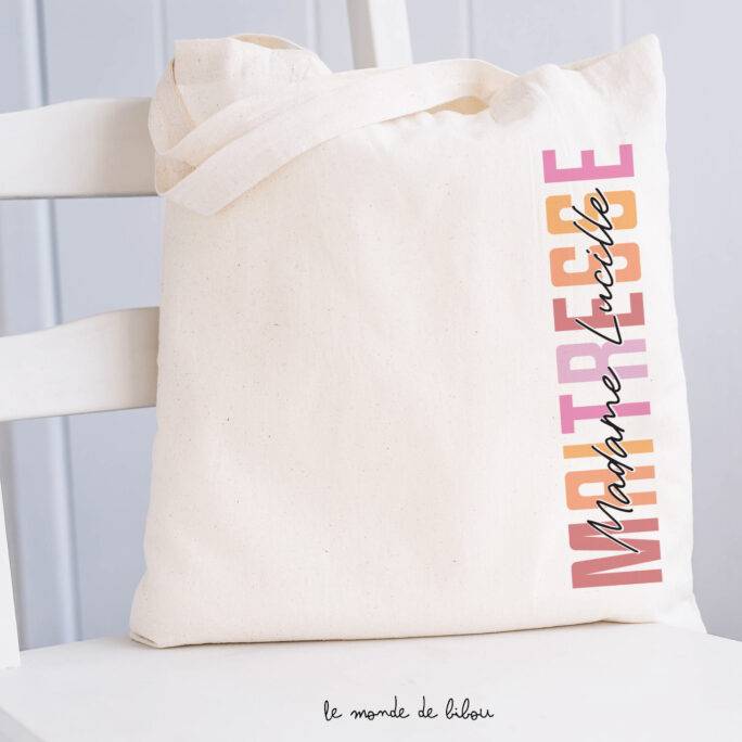Sac Tote bag personnalisé maîtresse prénom