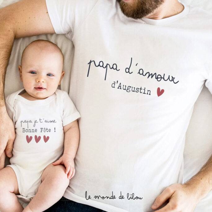 Duo T-shirts bonne fête papa d'amour