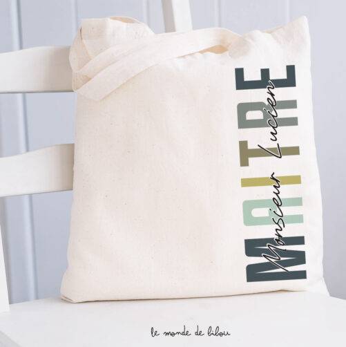 Sac Tote bag personnalisé maître prénom