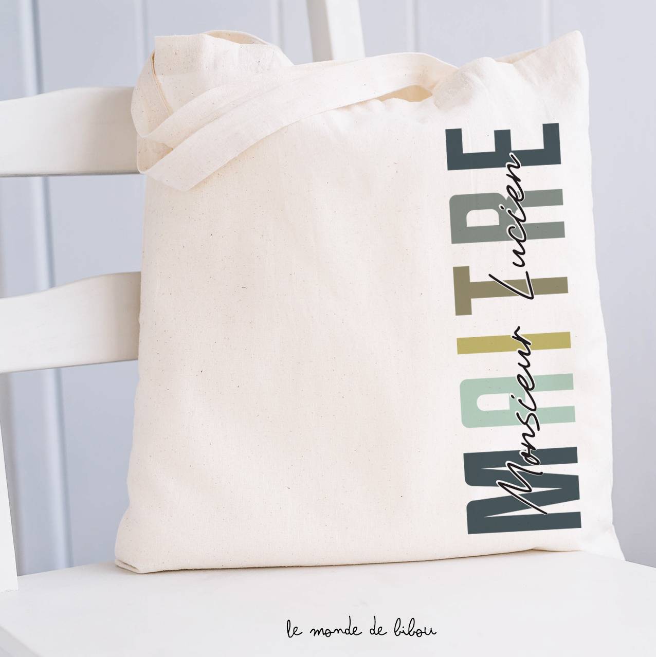 Sac Tote bag personnalisé maître prénom