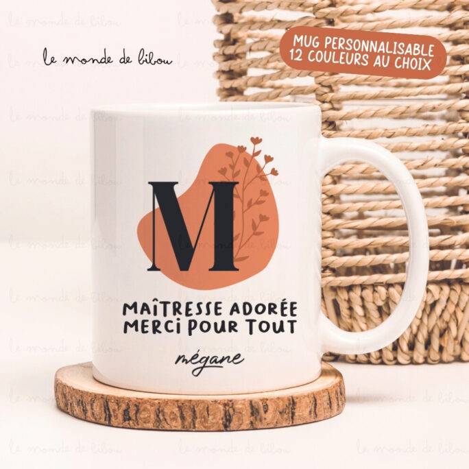 Mug personnalisé initiale bohème