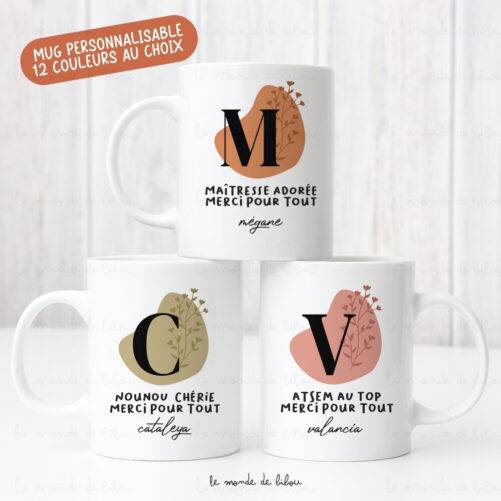 Mug personnalisé initiale bohème