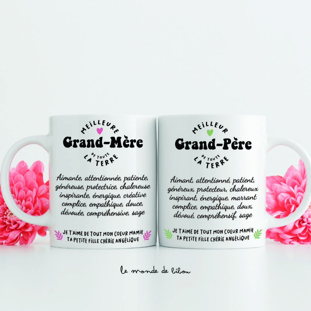 Duo Mugs personnalisés Meilleurs Mamie et Papy